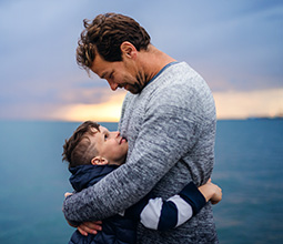 Father and Son on Beach